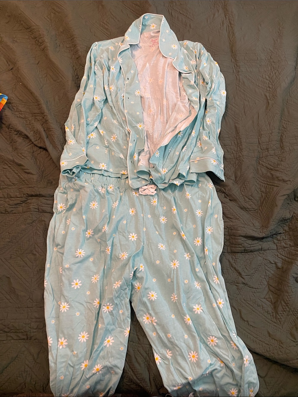 Light Blue Daisy Print Pajama Set